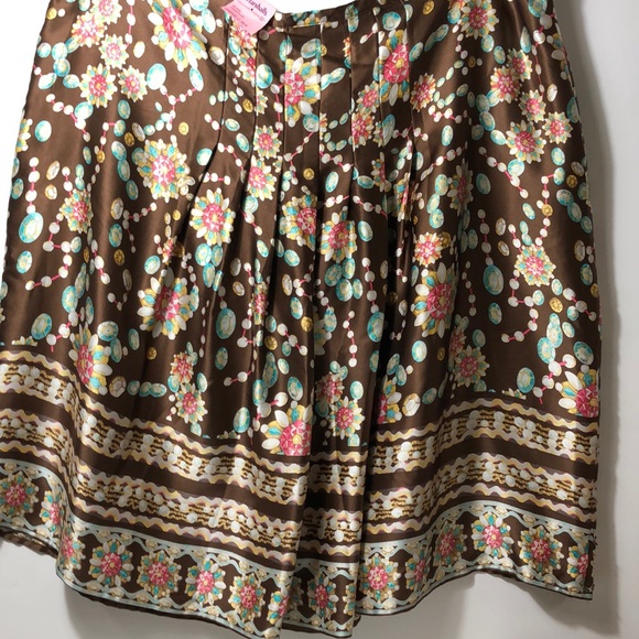 🆕 Silk A-Line Brown Tribal Print Skirt Plus Size - Picture 3 of 6